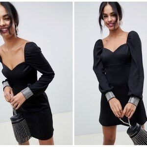 NWT ASOS Sweetheart Mini Dress With Embellished Cuff